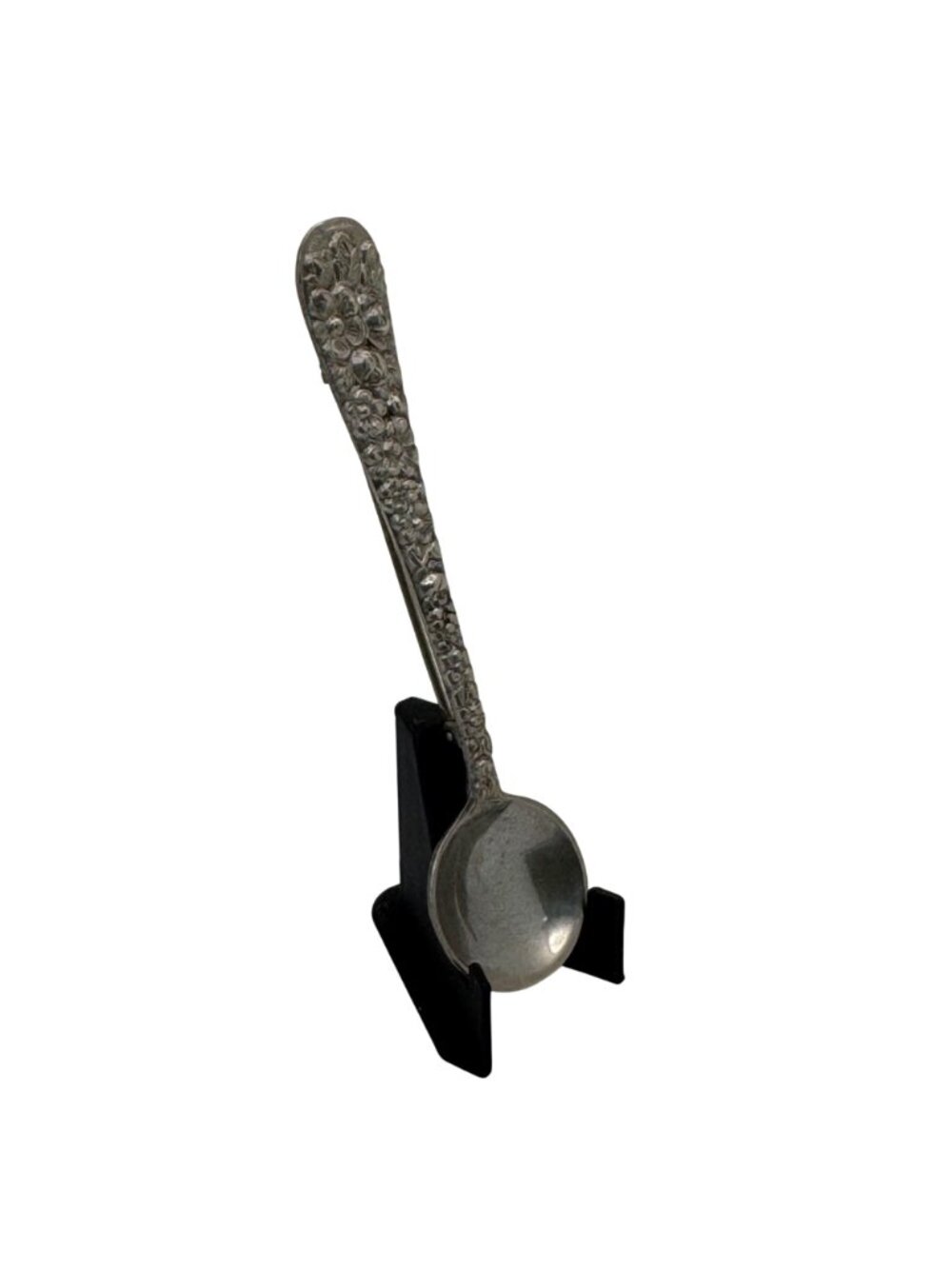 Steiff Repousse Rose Sterling Silver Spoon Floral Pattern Brooch 4.71g 3" Ladle - Picture 10 of 11